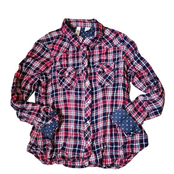 Route 66 Plaid Button-Up Shirt – Juniors Small, Long Sleeve, Roll Tab - Picture 1 of 8